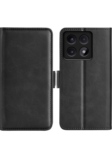 Anti-Düşen Telefon Kılıfı Xiaomi 14T Standı Kılıf Buzağı Dokusu Deri Cüzdan Telefon Kapağı-Siyah (Yurt Dışından)