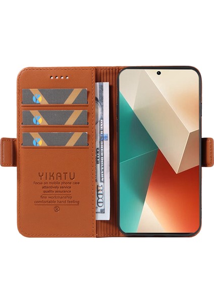 Anti-Düşen Telefon Kılıfı Xiaomi Poco X6 5g Kılıf Cüzdan Standı Deri Telefon Kapağı Yan Toka-Kahverengi (Yurt Dışından) fiyatları
