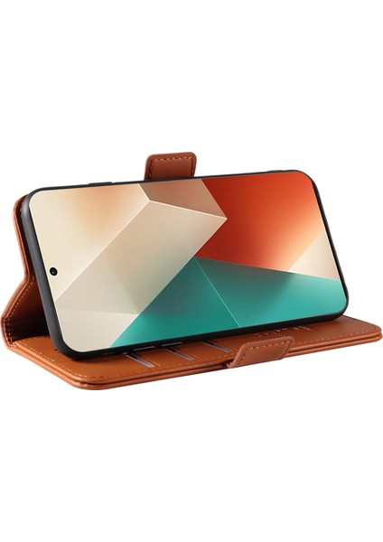 Anti-Düşen Telefon Kılıfı Xiaomi Poco X6 5g Kılıf Cüzdan Standı Deri Telefon Kapağı Yan Toka-Kahverengi (Yurt Dışından) modelleri