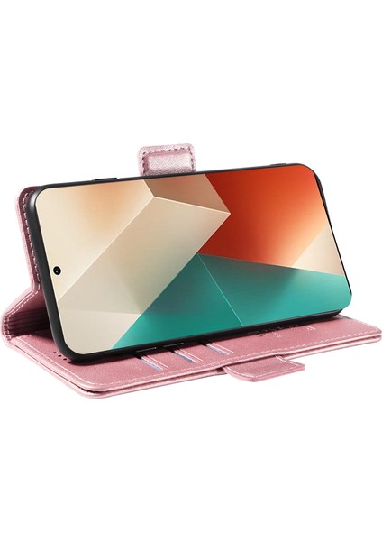 Anti-Düşen Telefon Kılıfı Için Xiaomi Poco X6 5g Kılıf Cüzdan Standı Deri Telefon Kapak Yan Toka-Gül Altın (Yurt Dışından) modelleri