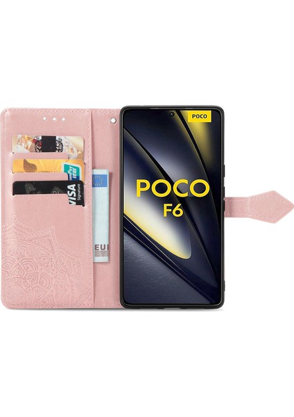 Xiaomi Poco F6 5g Durumda Anti-Düşen Telefon Kılıfı Mandala Katmalı Tasarım Deri Cüzdan Telefon Kapağı-Gül Altın (Yurt Dışından) fiyatları