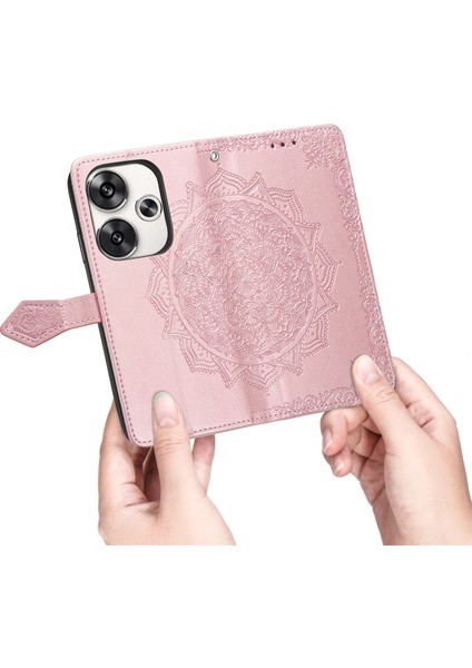 Xiaomi Poco F6 5g Durumda Anti-Düşen Telefon Kılıfı Mandala Katmalı Tasarım Deri Cüzdan Telefon Kapağı-Gül Altın (Yurt Dışından) fırsatları