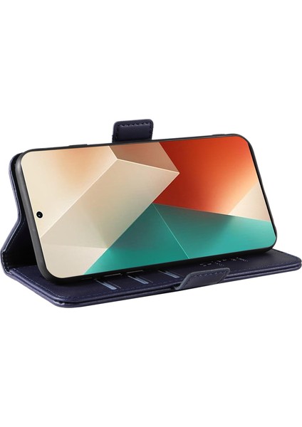 Anti-Düşen Telefon Kılıfı Xiaomi Poco X6 5g Kılıf Cüzdan Standı Deri Telefon Kapağı Yan Toka-Safir (Yurt Dışından) modelleri