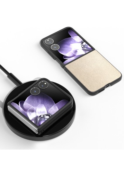 Anti-Düşen Telefon Kılıfı Için Xiaomi Mix Flip 5g Kılıf Çizilmez Pu Deri Kaplamalı Pc Telefon Kapağı-Altın (Yurt Dışından)