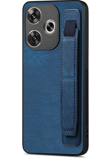 Anti-Düşen Telefon Kılıfı Için Xiaomi Poco F6 5g Kılıf Bileklik Deri + Tpu Telefon Kapağı-Mavi (Yurt Dışından)