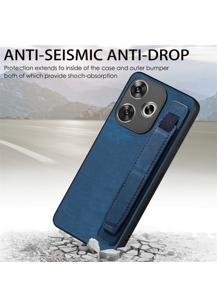 Anti-Düşen Telefon Kılıfı Için Xiaomi Poco F6 5g Kılıf Bileklik Deri + Tpu Telefon Kapağı-Mavi (Yurt Dışından) modelleri
