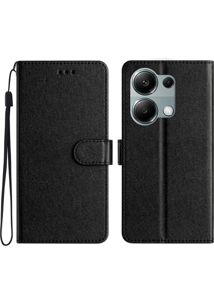 Anti-Düşen Telefon Kılıfı Xiaomi Poco M6 Pro 4g Cüzdan Kılıf Deri Folyo Telefon Kapağı Manyetik Toka-Siyah (Yurt Dışından)