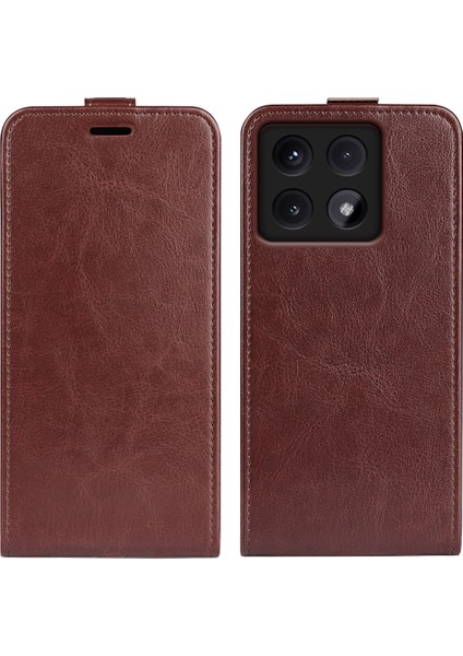Xiaomi 14T Kılıfı Için Anti-Düşme Telefon Kılıfı Kart Yuvaları ile Dikey Çevirme Deri Telefon Kapağı-Kahverengi (Yurt Dışından)