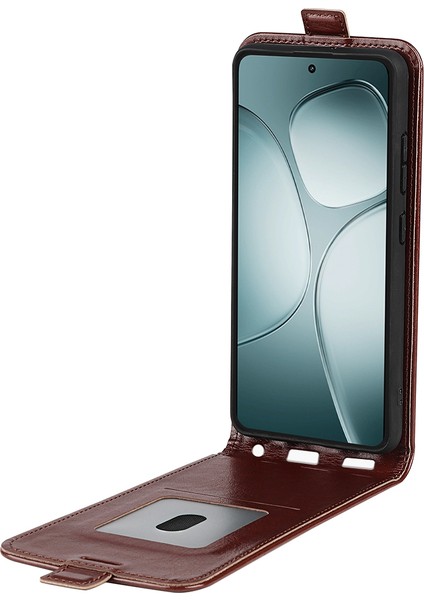 Xiaomi 14T Kılıfı Için Anti-Düşme Telefon Kılıfı Kart Yuvaları ile Dikey Çevirme Deri Telefon Kapağı-Kahverengi (Yurt Dışından) modelleri