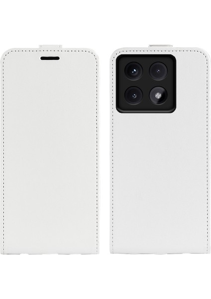 Xiaomi 14T Kılıfı Için Anti-Düşme Telefon Kılıfı, Kart Yuvaları ile Dikey Çevirme Deri Telefon Kapağı-Beyaz (Yurt Dışından)