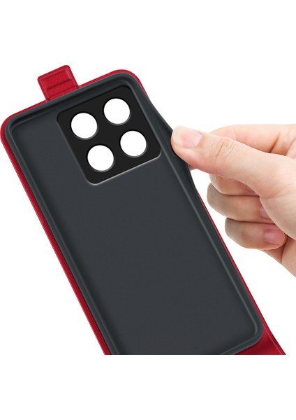 Anti-Düşme Telefon Kılıfı Xiaomi 14T Kılıfı ile Kart Yuvaları Dikey Çevirme Deri Telefon Kapağı-Kırmızı (Yurt Dışından) fırsatları
