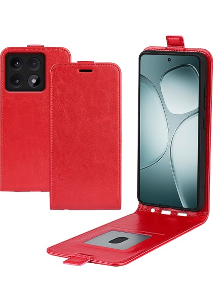 Anti-Düşme Telefon Kılıfı Xiaomi 14T Kılıfı ile Kart Yuvaları Dikey Çevirme Deri Telefon Kapağı-Kırmızı (Yurt Dışından) indirimleri