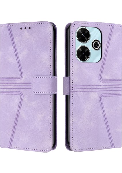 Xiaomi Redmi 13 5g/4g Durumda Anti-Düşen Telefon Kılıfı Üçgen Baskılı Çizilmez Telefon Cüzdan Kapağı-Mor (Yurt Dışından)