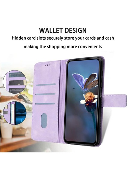 Xiaomi Redmi 13 5g/4g Durumda Anti-Düşen Telefon Kılıfı Üçgen Baskılı Çizilmez Telefon Cüzdan Kapağı-Mor (Yurt Dışından) fiyatları