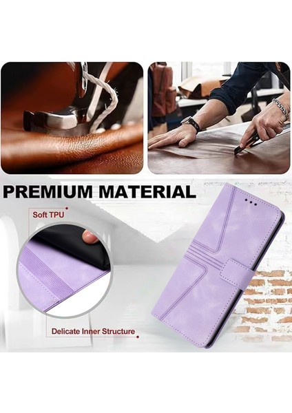 Xiaomi Redmi 13 5g/4g Durumda Anti-Düşen Telefon Kılıfı Üçgen Baskılı Çizilmez Telefon Cüzdan Kapağı-Mor (Yurt Dışından) fırsatları