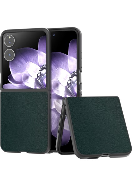 Anti-Düşen Telefon Kılıfı Için Xiaomi Mix Flip 5g Kılıf Çizilmez Pu Deri Kaplamalı Pc Telefon Kapağı-Yeşil (Yurt Dışından)