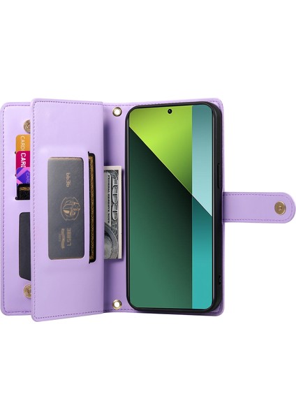 Anti-Düşen Telefon Kılıfı Için Xiaomi Poco X6 5g Kılıf Pu Deri Fermuarlı Cep Kapak Sapanlar-Mor (Yurt Dışından) fiyatları
