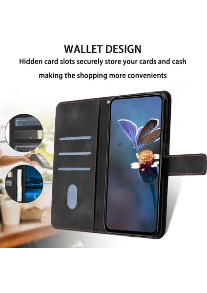 Xiaomi Redmi 13 5g/4g Durumda Anti-Düşen Telefon Kılıfı Üçgen Baskılı Çizilmez Telefon Cüzdan Kapağı-Siyah (Yurt Dışından) fiyatları