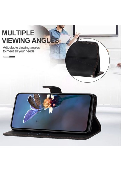 Xiaomi Redmi 13 5g/4g Durumda Anti-Düşen Telefon Kılıfı Üçgen Baskılı Çizilmez Telefon Cüzdan Kapağı-Siyah (Yurt Dışından) modelleri