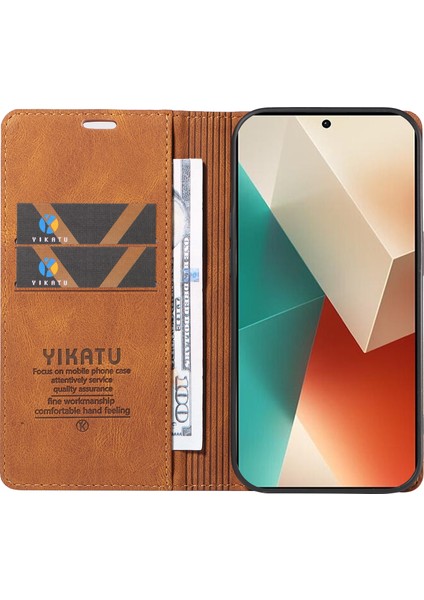 Xiaomi Poco X6 5g Durumda Anti-Düşen Telefon Kılıfı Deri Cilt-Dokunmatik Telefon Kapağı Manyetik Otomatik Emilmiş-Kahverengi (Yurt Dışından) fiyatları