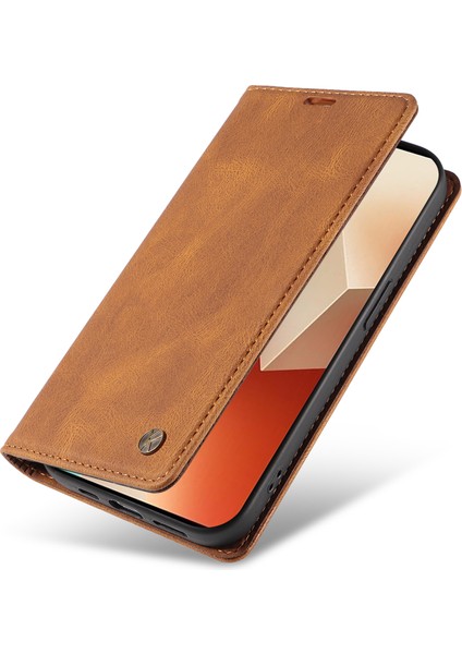Xiaomi Poco X6 5g Durumda Anti-Düşen Telefon Kılıfı Deri Cilt-Dokunmatik Telefon Kapağı Manyetik Otomatik Emilmiş-Kahverengi (Yurt Dışından) indirimleri