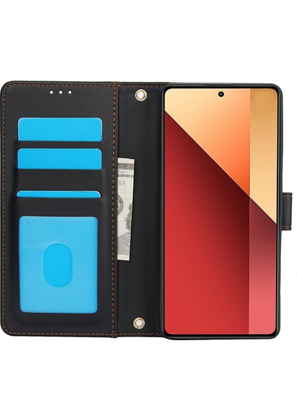 Anti-Düşen Telefon Kılıfı Için Xiaomi Poco X6 5g Kılıf Pu Deri Standı Görünüm Telefon Cüzdan Kapak ile El Kayışı-Siyah (Yurt Dışından) modelleri