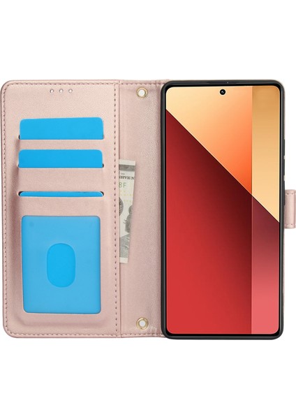 Anti-Düşen Telefon Kılıfı Için Xiaomi Poco X6 5g Kılıf Pu Deri Standı Görünüm Telefon Cüzdan Kapak El Kayışı Ile-Pembe (Yurt Dışından) modelleri