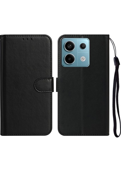 Anti-Düşen Telefon Kılıfı Xiaomi Poco X6 5g Kılıf Pu Deri Flip Telefon Kapak Cüzdan Kart Yuvası Tutucu-Siyah (Yurt Dışından)