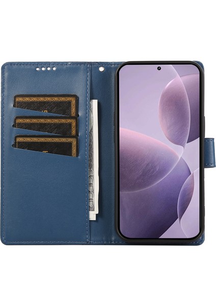 Anti-Düşen Telefon Kılıfı Için Xiaomi Poco F6 Pro 5g Telefon Kılıfı Hattı Künye Deri Cüzdan Kapak-Mavi (Yurt Dışından) fiyatları