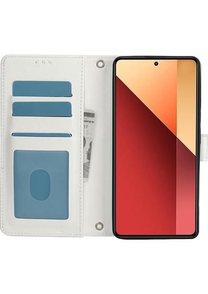 Anti-Düşen Telefon Kılıfı Xiaomi Poco X6 5g Kılıf Pu Deri Standı Görünüm Telefon Cüzdan Kapak El Kayışı Ile-Beyaz (Yurt Dışından) modelleri