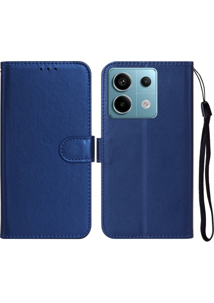 Anti-Düşen Telefon Kılıfı Xiaomi Poco X6 5g Kılıf Pu Deri Flip Telefon Kapak Cüzdan Kart Yuvası Tutucu-Mavi (Yurt Dışından)