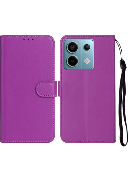 Anti-Düşen Telefon Kılıfı Için Xiaomi Poco X6 5g Kılıf Pu Deri Çevirme Telefon Kapak Cüzdan Kart Yuvası Tutucu-Mor (Yurt Dışından)