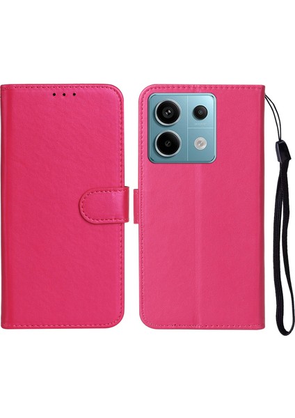 Anti-Düşen Telefon Kılıfı Için Xiaomi Poco X6 5g Kılıf Pu Deri Flip Telefon Kapak Cüzdan Kart Yuvası Tutucu-Gül (Yurt Dışından)