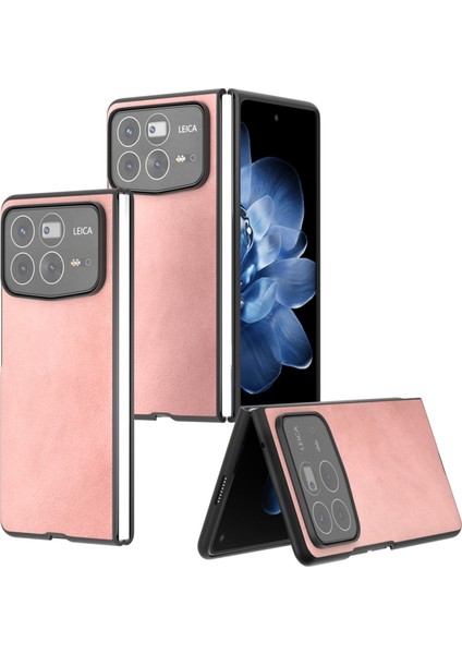 Anti-Düşen Telefon Kılıfı Için Xiaomi Mix Fold 4 5g Durumda Sığır Derisi Doku Sert Pc + Pu Koruyucu Telefon Kapağı-Pembe (Yurt Dışından) modelleri