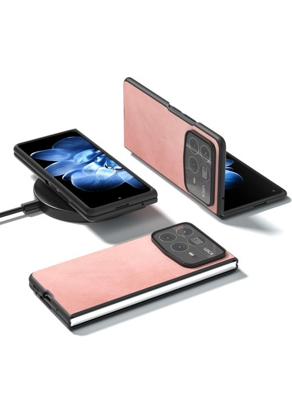 Anti-Düşen Telefon Kılıfı Için Xiaomi Mix Fold 4 5g Durumda Sığır Derisi Doku Sert Pc + Pu Koruyucu Telefon Kapağı-Pembe (Yurt Dışından) indirimleri