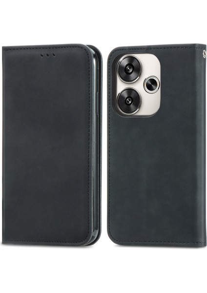 Anti-Düşen Telefon Kılıfı Için Xiaomi Poco F6 5g Kılıf Deri Cilt-Dokunmatik Telefon Kapak Cüzdan-Siyah (Yurt Dışından)
