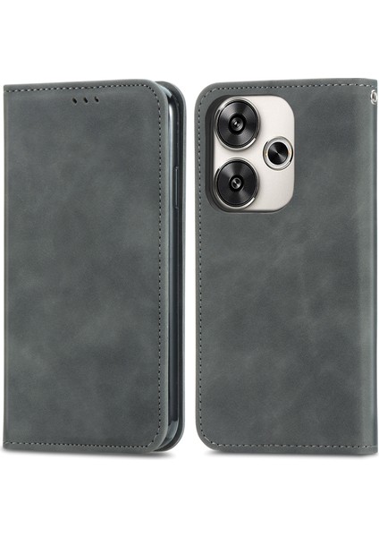 Anti-Düşme Telefon Kılıfı Için Xiaomi Poco F6 5g Kılıf Deri Cilt-Dokunmatik Telefon Kapak Cüzdan-Gri (Yurt Dışından)