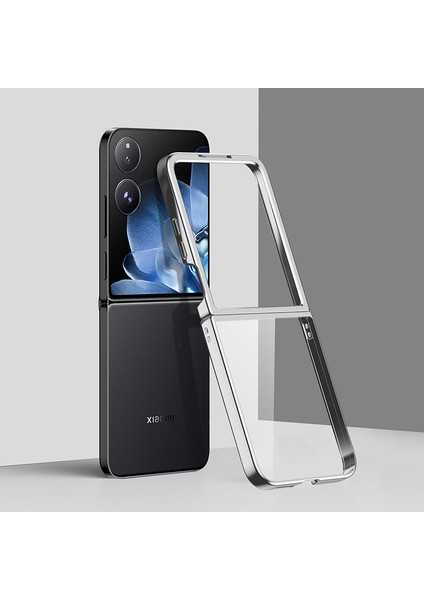 Anti-Düşen Telefon Kılıfı Için Xiaomi Mix Flip 5g Kılıf Galvanik Şeffaf Pc Telefon Kapağı-Gümüş (Yurt Dışından) fırsatları