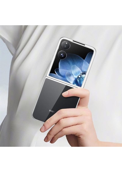 Anti-Düşen Telefon Kılıfı Için Xiaomi Mix Flip 5g Kılıf Galvanik Şeffaf Pc Telefon Kapağı-Gümüş (Yurt Dışından) indirimleri