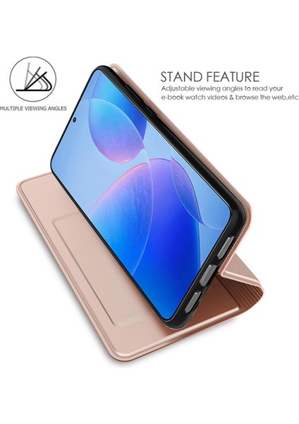 Anti-Düşen Telefon Kılıfı Xiaomi 14T Kılıf Pu Deri Telefon Kapağı ile Kart Tutucu Standı Manyetik Kapatma-Gül Altın (Yurt Dışından) modelleri