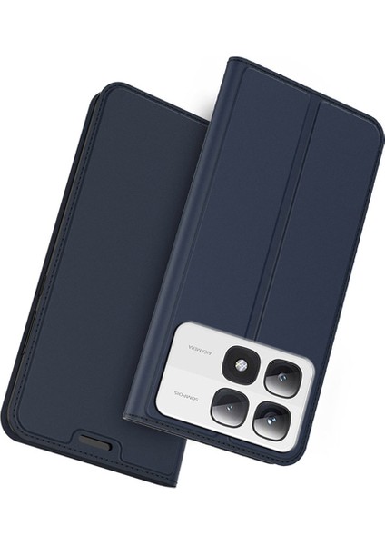 Anti-Düşen Telefon Kılıfı Xiaomi 14T Kılıf Pu Deri Telefon Kapağı ile Kart Tutucu Standı Manyetik Kapatma-Mavi (Yurt Dışından)