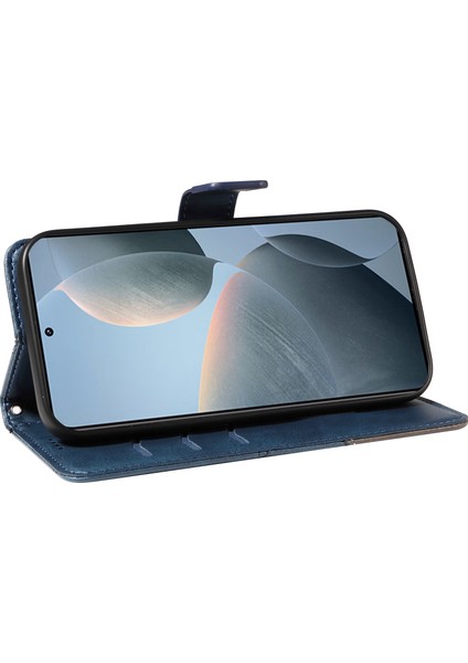 Anti-Düşen Telefon Kılıfı Için Xiaomi Poco F6 Pro 5g Kılıf Hattı Eklenmiş Pu Deri Telefon Kapağı-Mavi (Yurt Dışından) modelleri