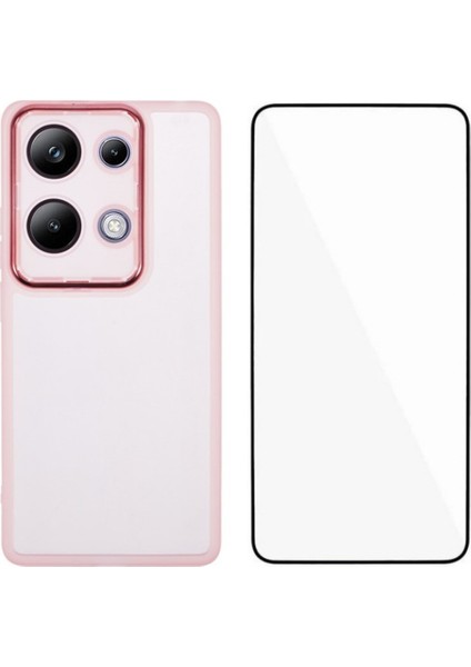 Anti-Düşen Telefon Kılıfı Için Xiaomi Poco M6 Pro 4g Tpu Kılıf Temperli Cam-Şeffaf Pembe ile Elektroliz Çerçeve (Yurt Dışından)