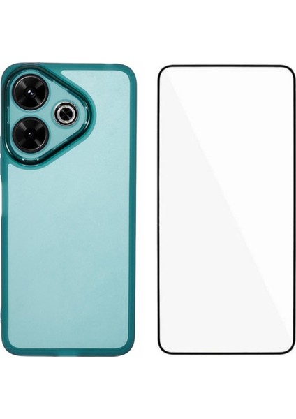 Anti-Düşme Telefon Kılıfı Xiaomi Redmi 13 5g/4g Tpu Kılıf Temperli Cam-Şeffaf Yeşil ile Elektroliz Çerçeve (Yurt Dışından)