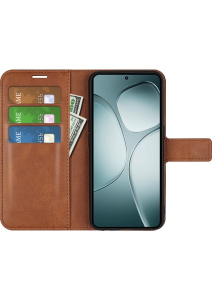 Anti-Düşen Telefon Kılıfı Xiaomi 14T Standı Kılıf Çizilmez Buzağı Doku Deri Telefon Kapağı-Açık Kahverengi (Yurt Dışından) fırsatları