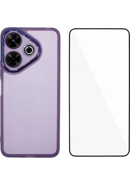 Anti-Düşme Telefon Kılıfı Xiaomi Redmi 13 5g/4g Tpu Kılıf Temperli Cam-Şeffaf Mor ile Elektroliz Çerçeve (Yurt Dışından)