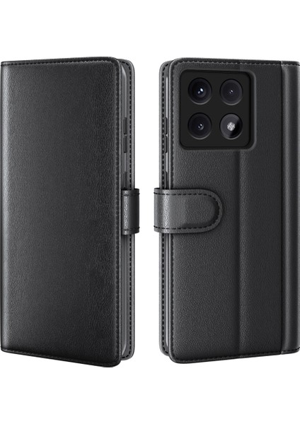 Anti-Düşen Telefon Kılıfı Için Xiaomi 14T Kılıf Hakiki Bölünmüş Deri Telefon Kapağı Cüzdan Kart Yuvası-Siyah (Yurt Dışından)