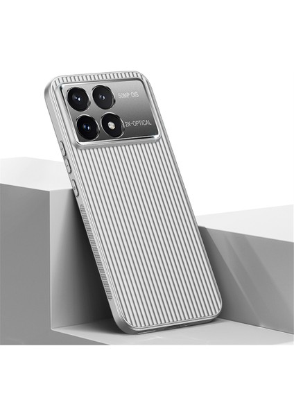 Anti-Düşen Telefon Kılıfı Xiaomi Poco F6 Pro 5g Kılıf Pc + Tpu Telefon Kapağı Oluklu Desen-Gümüş (Yurt Dışından) indirimleri