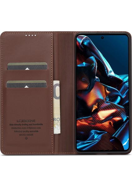 Anti-Düşen Telefon Kılıfı Için Xiaomi Poco X5 Pro 5g Kılıf Pu Deri Cüzdan Halkalı Telefon Kılıfı Kapak-Kahverengi (Yurt Dışından) fiyatları