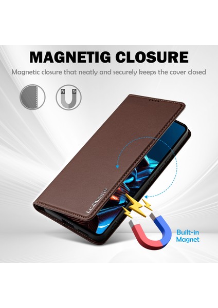 Anti-Düşen Telefon Kılıfı Için Xiaomi Poco X5 Pro 5g Kılıf Pu Deri Cüzdan Halkalı Telefon Kılıfı Kapak-Kahverengi (Yurt Dışından) fırsatları